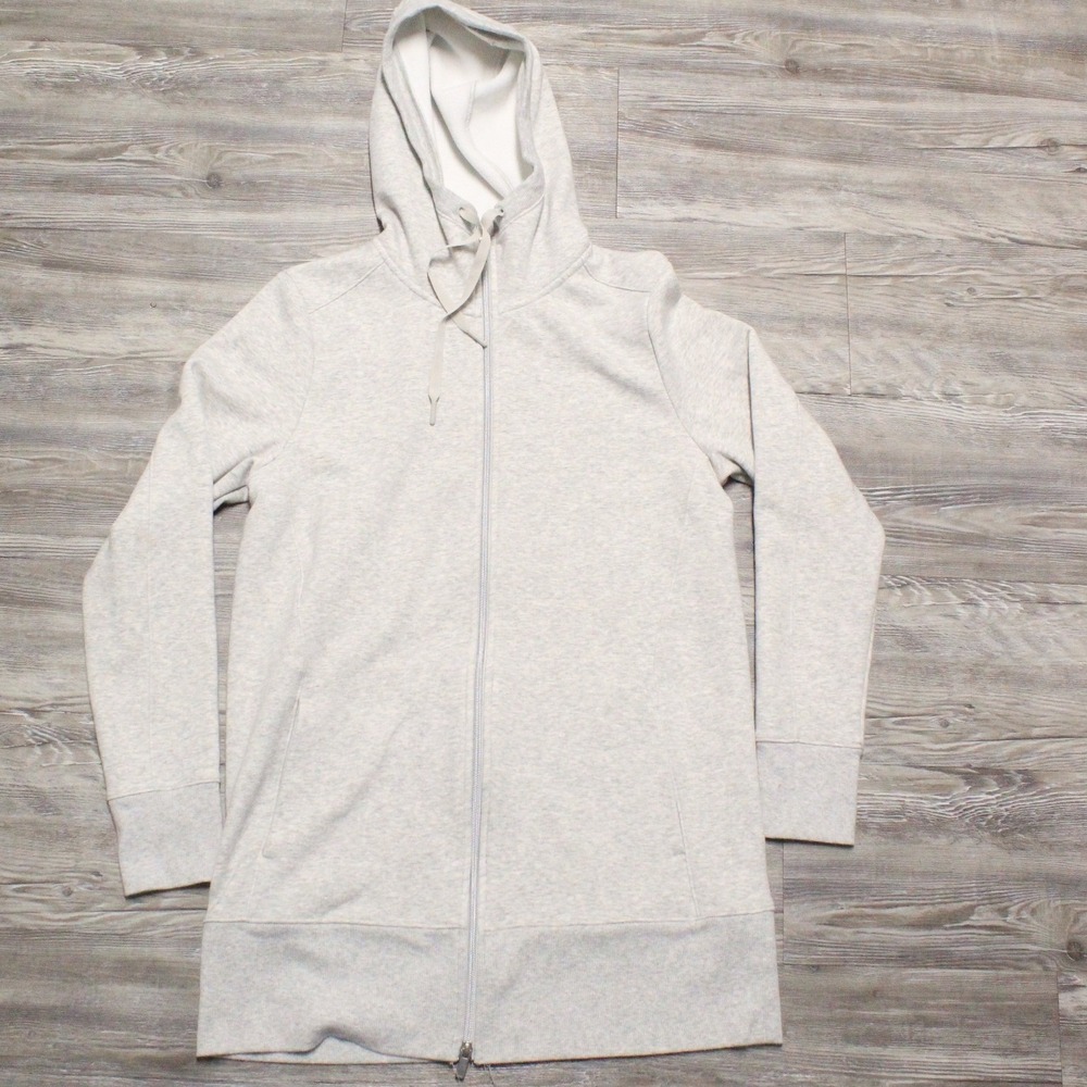 All in Motion Womens Gray Longline Full Zip Hoodie Sweatshirt Thumbholes Size M